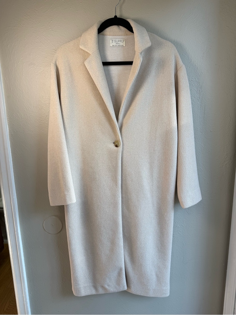 Z Supply Women's Cream Long Single-Button Coat